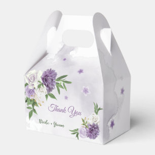 Pretty purple flowers greenery favor box