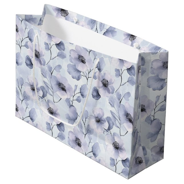 Pretty Purple Flowers Large Gift Bag (Front Angled)