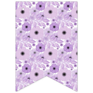 Pretty Purple Flowers Leaves Gardener Feminine Bunting Flags