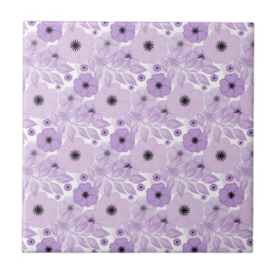 Pretty Purple Flowers Leaves Gardener Feminine Tile