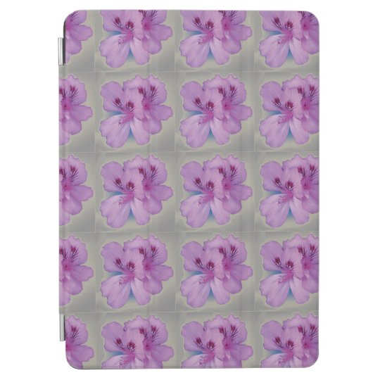 Pretty Purple Flowers on Silver Grey iPad Air Cover