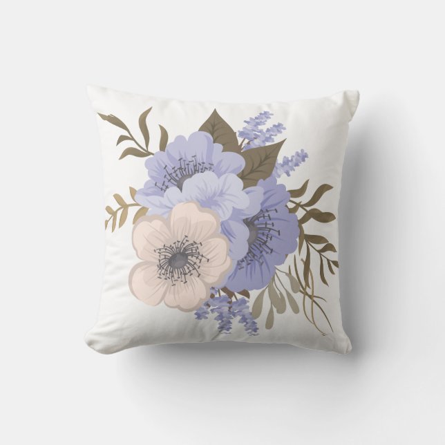 Pretty Purple Flowers Throw Pillow (Front)