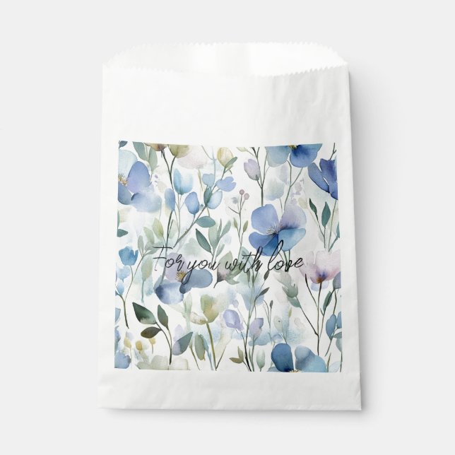 Pretty Purple Flowers Wedding Favour Bag (Front)