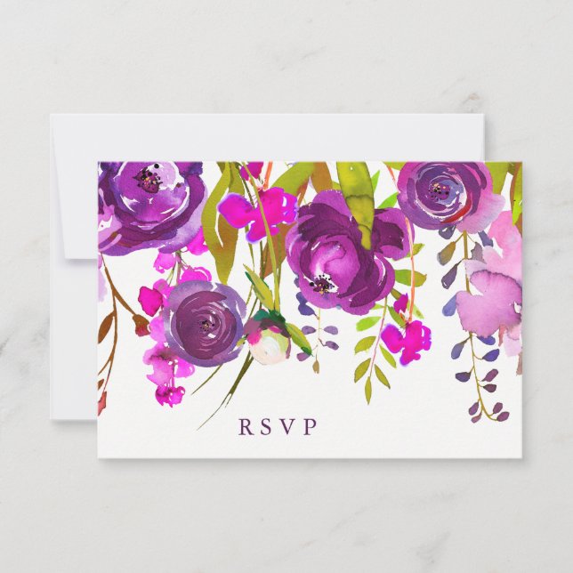 Pretty Purple Flowers | Wedding Response (Front)