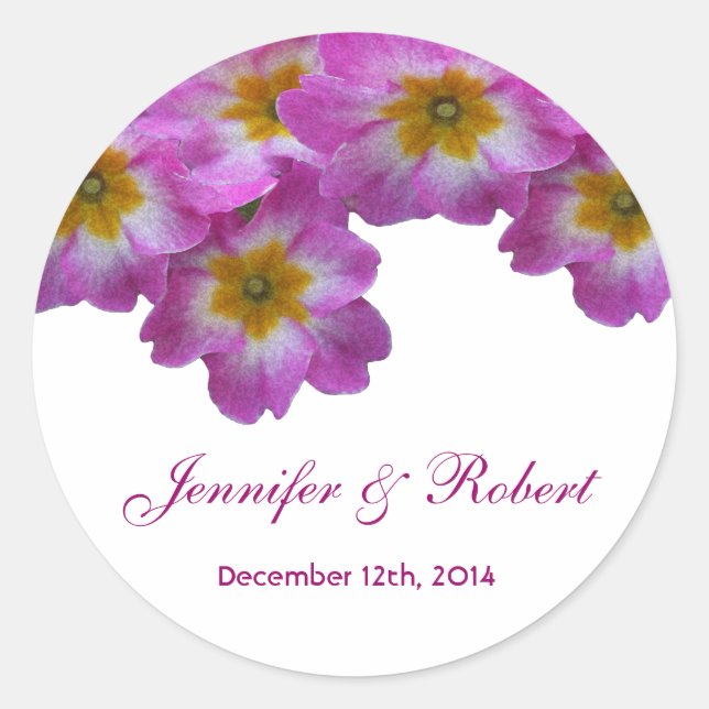 Pretty purple flowers wedding sticker (Front)