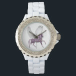 Pretty Purple Flying Unicorn Flowers Violet Watch<br><div class="desc">This design was created through digital art. It may be personalized by clicking the customize button and changing the colour, adding a name, initials or your favourite words. Contact me at colorflowcreations@gmail.com if you with to have this design on another product. Purchase my original abstract acrylic painting for sale at...</div>