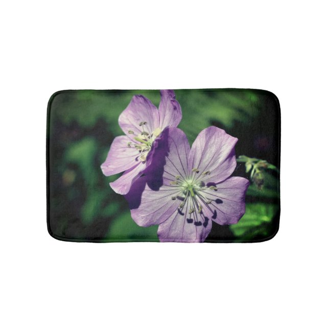 Pretty Purple Geranium Flower Pair Close Up Bath Mat (Front)
