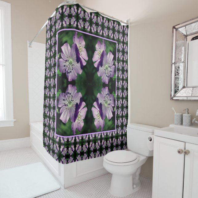 Pretty Purple Geranium Flower Pair Pattern    (In Situ)