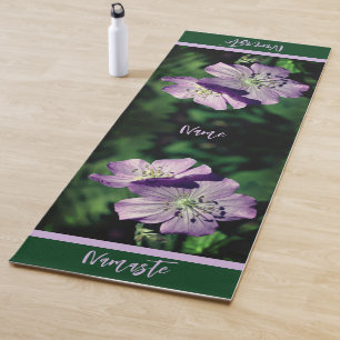 Pretty Purple Geranium Flower Pair Personalized Yoga Mat