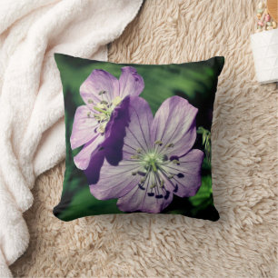 Pretty Purple Geranium Flower Pair Throw Pillow