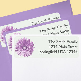 Pretty Purple Gerbera Daisy Floral Return Address