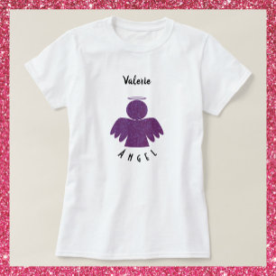 Pretty Purple Glitter Angel T-Shirt