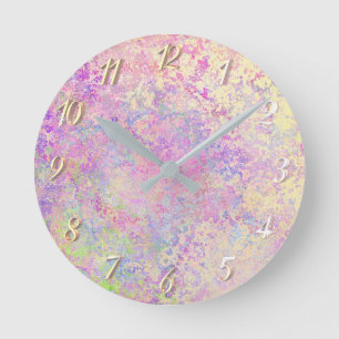 Pretty purple gold and pink texture round clock
