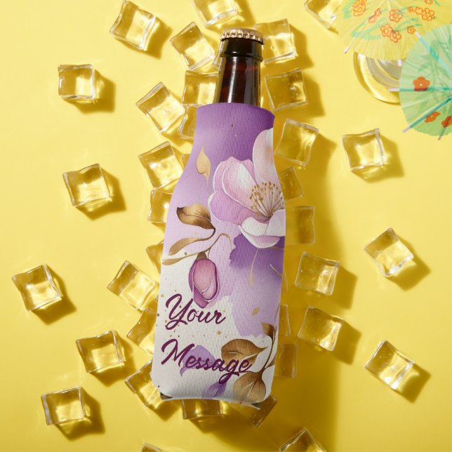 Pretty Purple Gold Floral  Bottle Cooler (In Situ Summer)