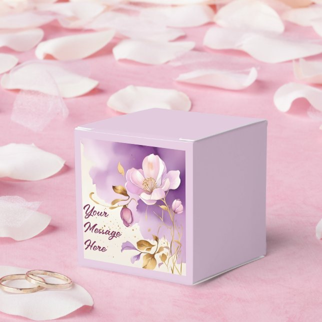 Pretty Purple Gold Floral  Favor Box (Wedding)