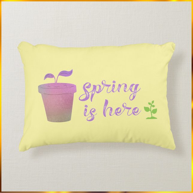 Pretty Purple & Green SPRING IS HERE    Accent Pil Accent Pillow (Creator Uploaded)