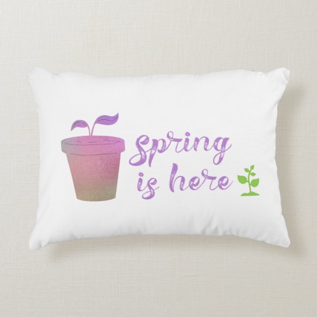 Pretty Purple & Green SPRING IS HERE    Accent Pillow (Front)