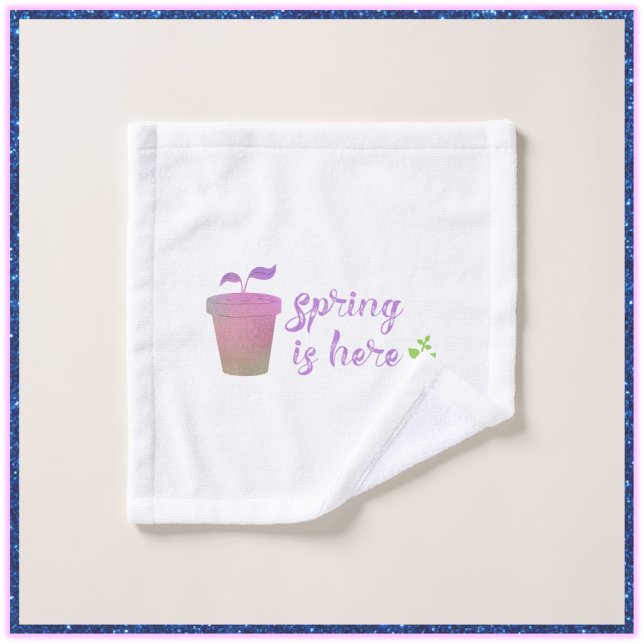 Pretty Purple & Green SPRING IS HERE    Wash Cloth (Creator Uploaded)