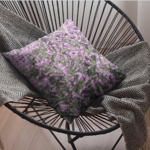 Pretty Purple Heather Floral Outdoor Pillow