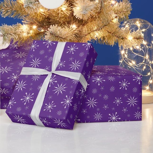 Pretty Purple Holiday Snowflake Wrapping Paper (Holidays)