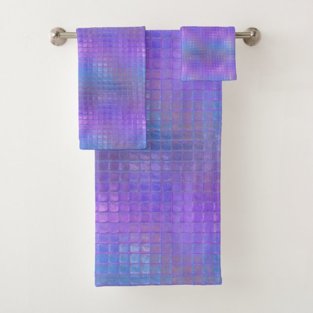 Pretty Purple Iridescent Shimmer Glamour Girl Bath Towel Set (Insitu)