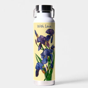 Pretty Purple Iris & Butter Yellow Watercolor Water Bottle