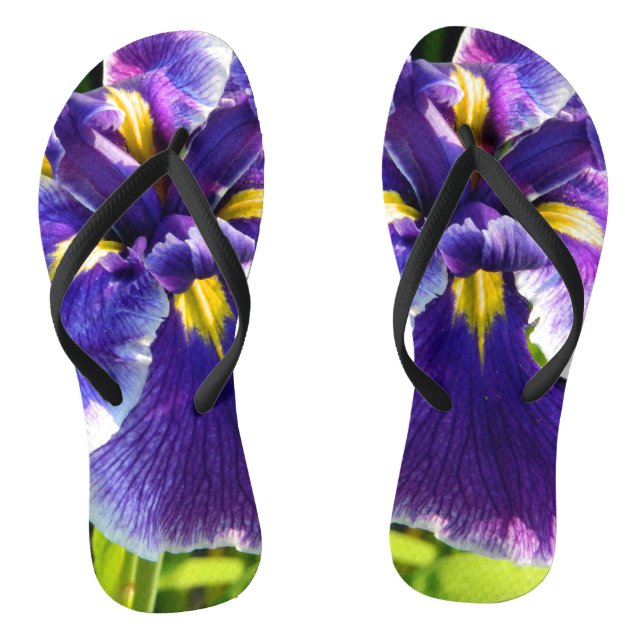 Pretty Purple Iris Flip Flops (Footbed)