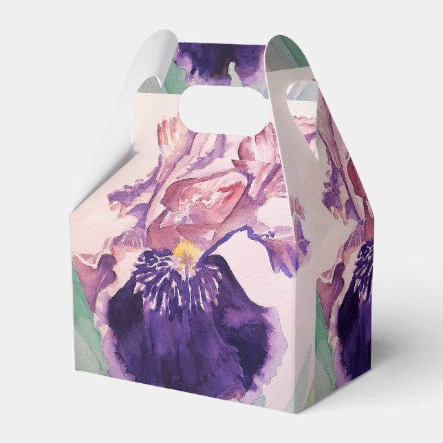 Pretty Purple Iris Floral Birthday Cake Favour Box (Front Side)
