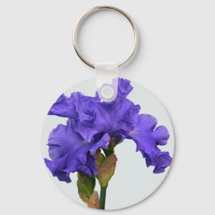 Pretty Purple Iris Floral Photo Keychain