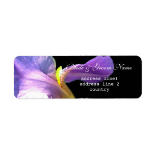 Pretty purple iris flower bride and groom address