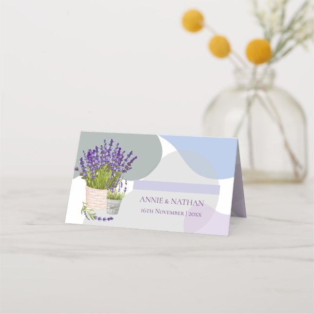 Pretty Purple Lavender Bloom Floral Wedding  Place Card (Front)