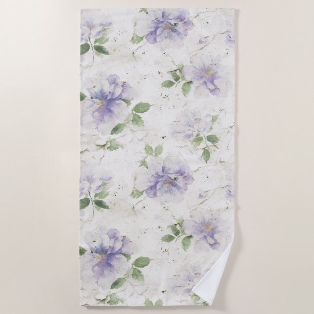 Pretty Purple Lavender Flowers Beach Towel (Front)