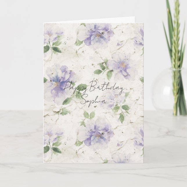 Pretty Purple Lavender Flowers Card (Front)