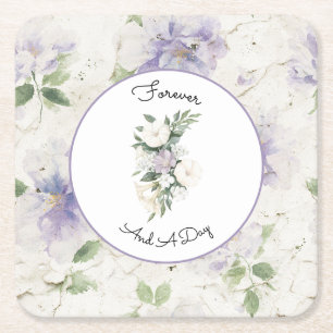 Pretty Purple Lavender Flowers Square Paper Coaster