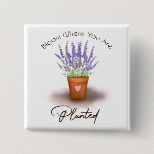 Pretty purple lavender plant pot bloom planted 2 inch square button