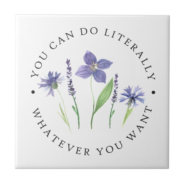 Pretty Purple & Lavender Watercolor Wildflower Tile (Front)