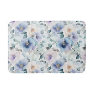 Pretty Purple Lavender White Flowers   Bath Mat