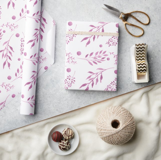 Pretty Purple Leaves Wedding Wrapping Paper (Crafts)