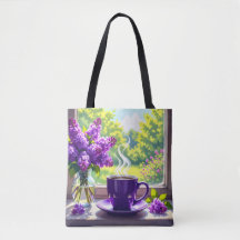 Pretty Purple Lilacs and Coffee