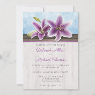 Pretty Purple Lily Wedding Invitations