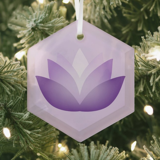 Pretty Purple Lotus Flower Glass Ornament (Insitu)