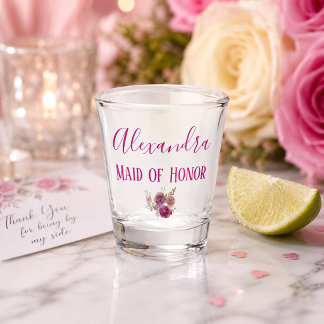 Pretty Purple Maid of Honour Keepsake Shot Glass