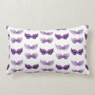 Pretty Purple Masquerade Masks Mardi Gras Lumbar Pillow
