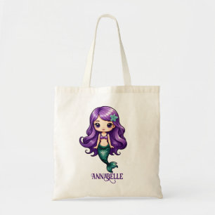 Pretty Purple Mermaid Personalize Tote Bag