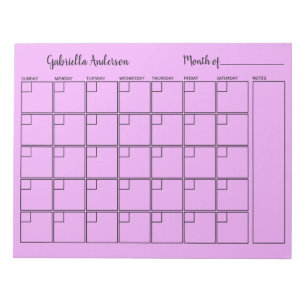 Pretty Purple Monthly Planner Notepad
