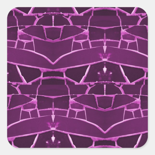 Pretty Purple Mosaic Tiles Girly Pattern Square Sticker (Front)