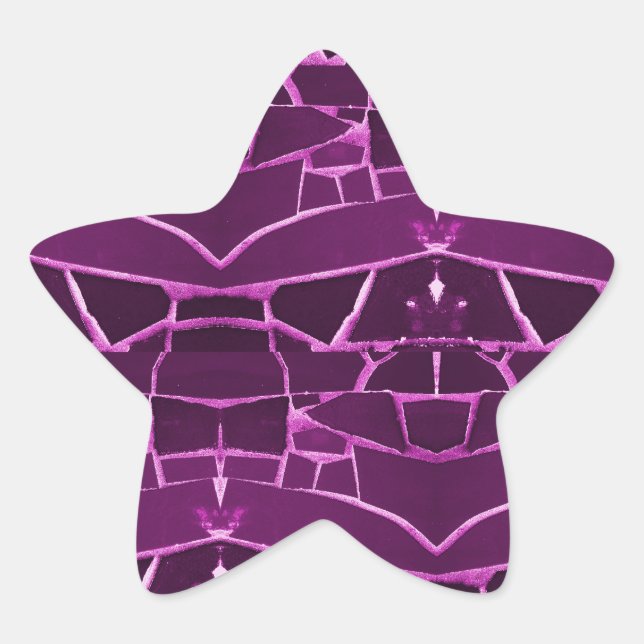 Pretty Purple Mosaic Tiles Girly Pattern Star Sticker (Front)