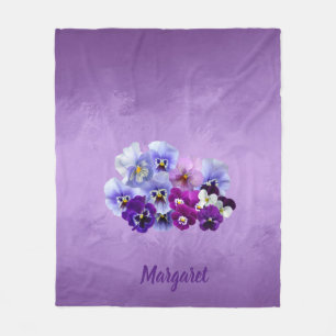 Pretty Purple Pansies Floral Gift Blanket