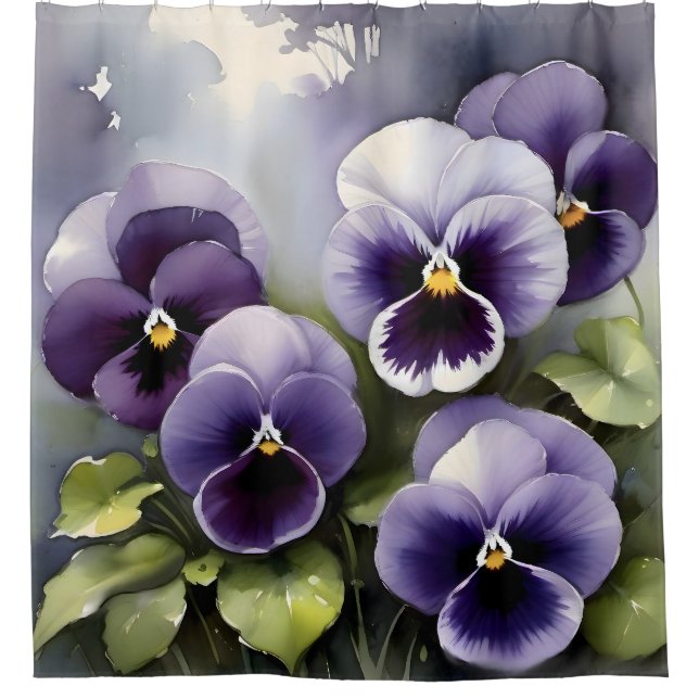 Pretty purple pansies watercolor painting (Front)