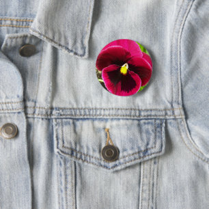Pretty Purple Pansy Floral 2 Inch Round Button